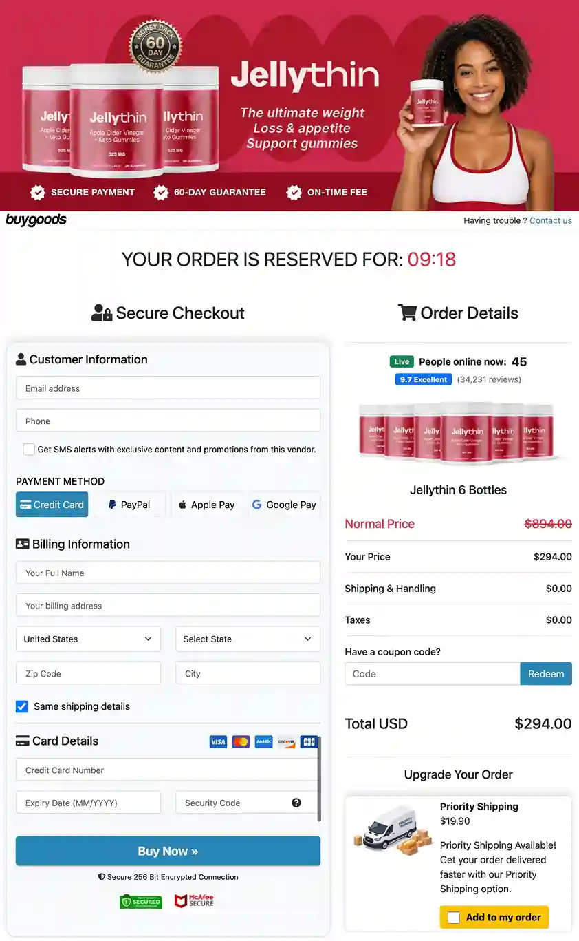 Jellythin Secure Payment Checkout
